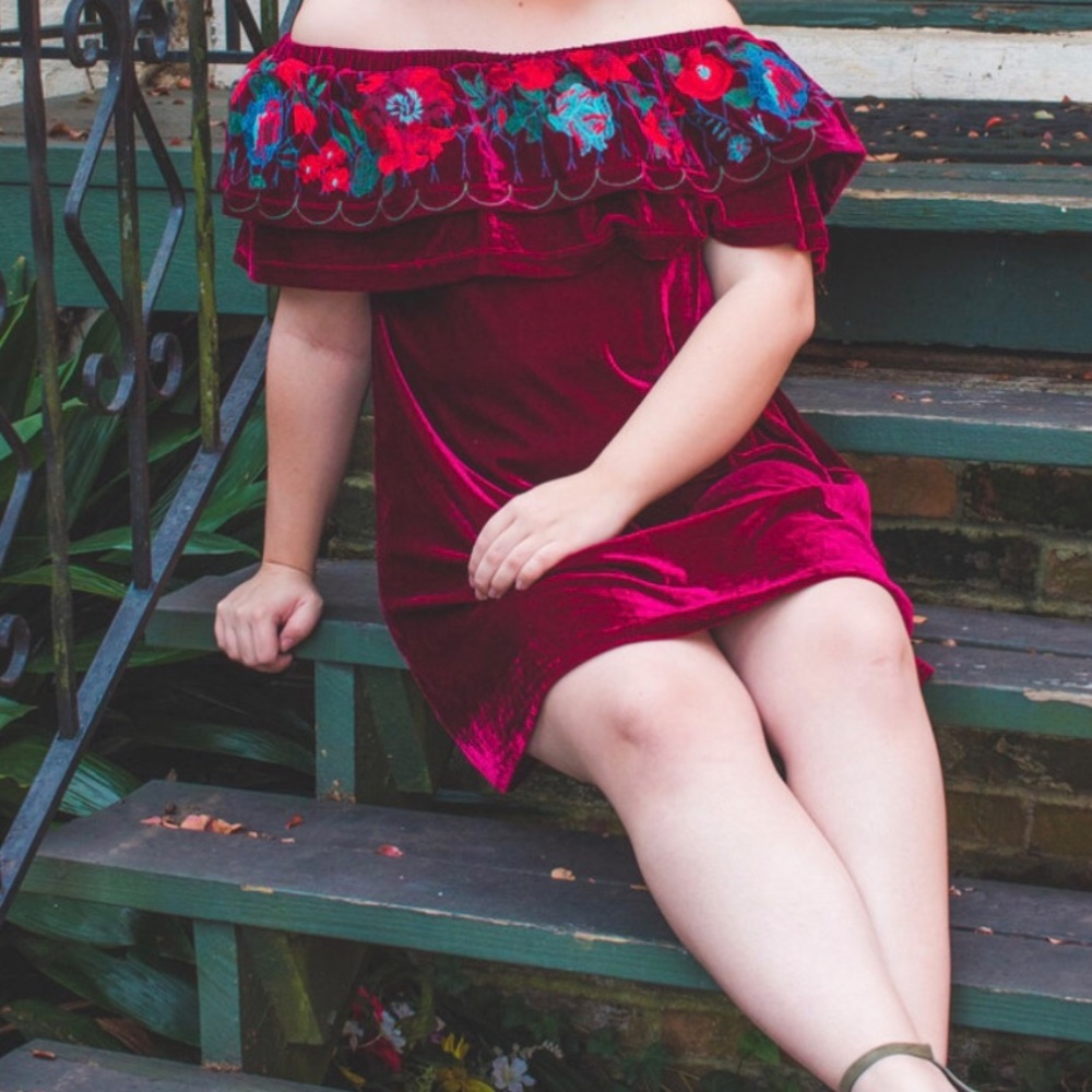 Maroon velvet dress